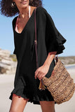 V Neck Solid Color Cover Up