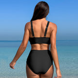 Women Sexy High Waist Bikini Sets Mesh Tummy Control 2 Piece Swimsuits
