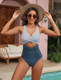 Womens One Piece Swimsuits Push Up Tummy Control Bathing Suits V Neck Cutout Modest Swimwear