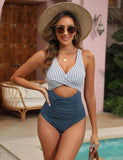 Womens One Piece Swimsuits Push Up Tummy Control Bathing Suits V Neck Cutout Modest Swimwear