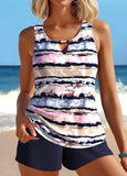 Cut Out Striped Navy Tankini Set