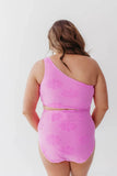 Pink Terry Floral Cut Out One Piece In Fondant