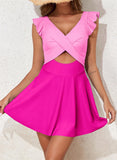 Women's One Piece Swimsuit Ruffle Cutout Swimdress Tummy Control V Neck Wrap Swimwear