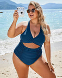 Womens One Piece Swimsuits Push Up Tummy Control Bathing Suits V Neck Cutout Modest Swimwear