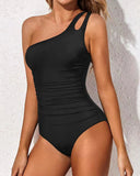 One Shoulder One Piece Swimsuit for Women Tummy Control Bathing Suits