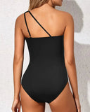 One Shoulder One Piece Swimsuit for Women Tummy Control Bathing Suits