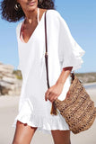 V Neck Solid Color Cover Up