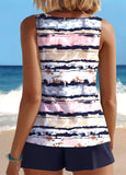 Cut Out Striped Navy Tankini Set