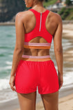 Sherbet Cut Back Crop Sporty Bikini Top And High-Waist Boy Shorts