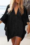 White V-Neck Loose Cover Up