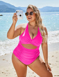 Womens One Piece Swimsuits Push Up Tummy Control Bathing Suits V Neck Cutout Modest Swimwear