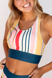 Striped Scoop Neck Sporty Bikini Set