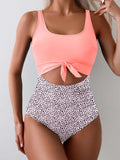 Women's One Piece Swimsuit Tummy Control Slimming Bathing Suit Cutout Tie Knot Swimwear