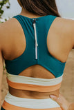 Teal Colorblock Cut Back Bikini Set