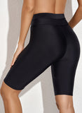 Black Quick-drying Conservative High Waist Swim Short
